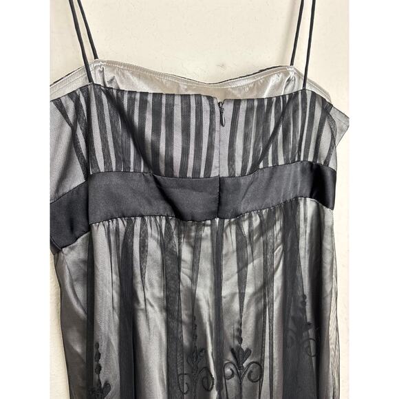 SL Fashions Black & Silver Babydoll Sheer Lace Cocktail Dress | Size 14 - Picture 8 of 13